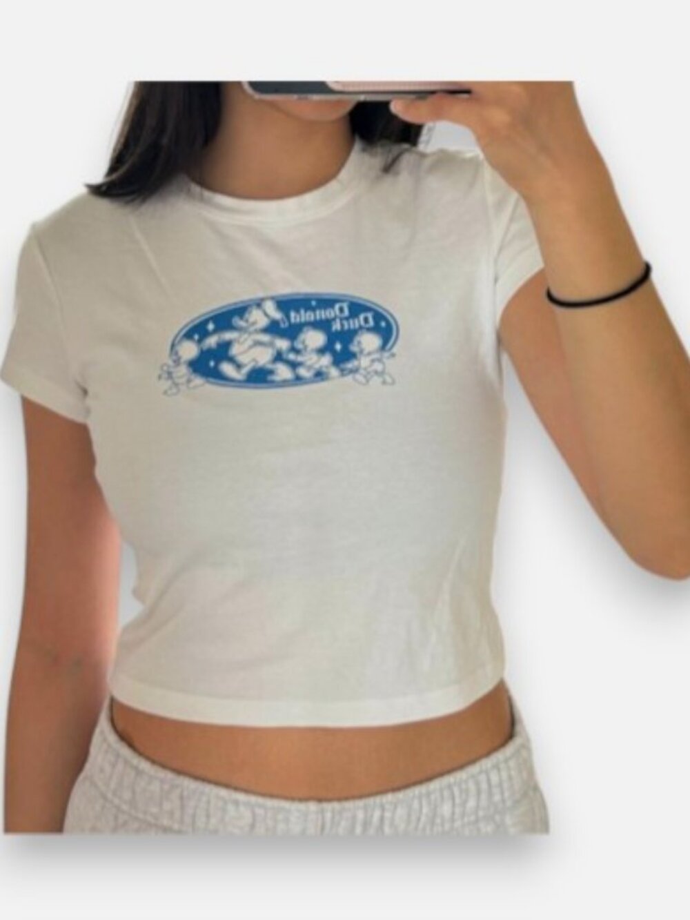 Uniqlo UT Disney Collection Donald Duck mini T-shirt white, blue women's size M